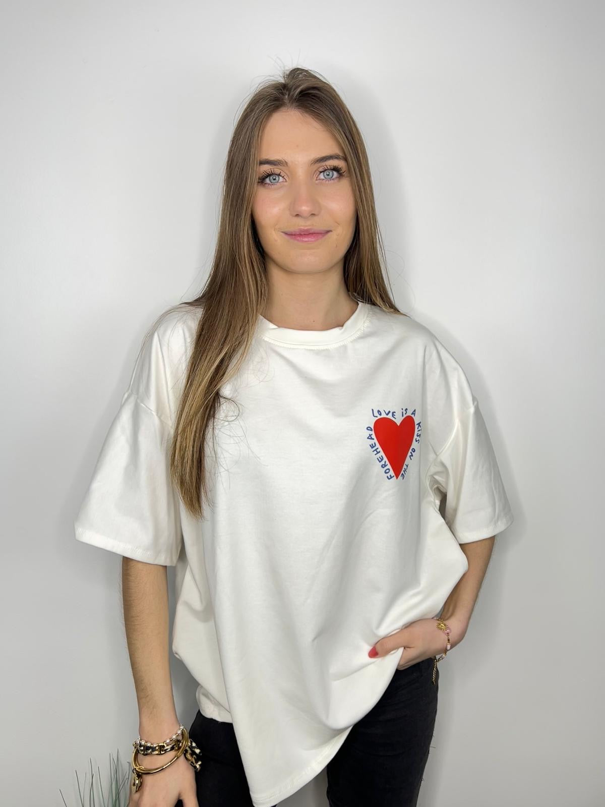 T-shirt Cœur blanc